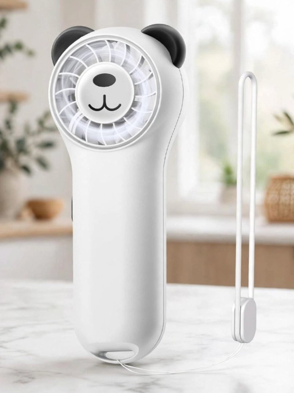 Cute Bear Mini Handheld Portable Fan 11000RPM Rechargeable - White
